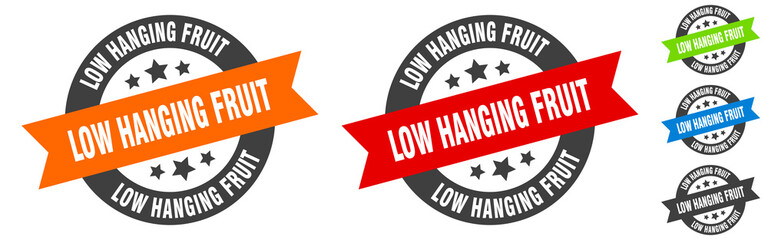 low hanging fruit stamp. low hanging fruit round ribbon sticker. tag