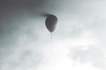 Fototapeta illustration of balloon flying at the end of the sky, surreal minimal concept obraz