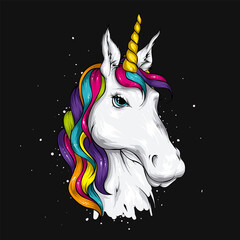 A beautiful unicorn. Vector illustration for a postcard or poster, print on clothes.