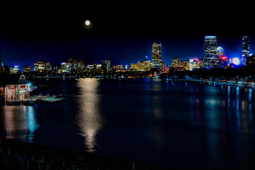 Moon rising over Boston
