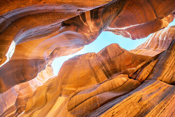 Upper Antelope Canyon and Blue Sky in the Navajo Reservation near Page, Arizona USA © jovannig