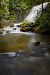 Obraz na płótnie Canvas Gentle, calm pool rests at the bottom of Glen Cannon Falls in North Carolina