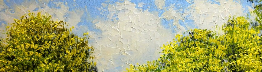 Oil paintings  landscape, fine art, grass and sky