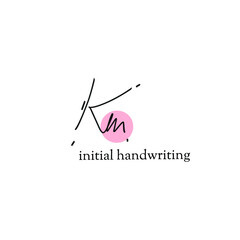 Km initial logo handwriting template vector