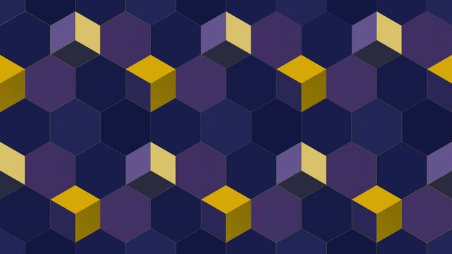 Yellow-purple-blue geometric pattern with blink squares.
