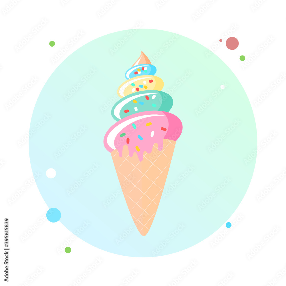 Aufkleber vector illustration of ice cream cone in circle icon. ice cream cone flat style in round shaped icon