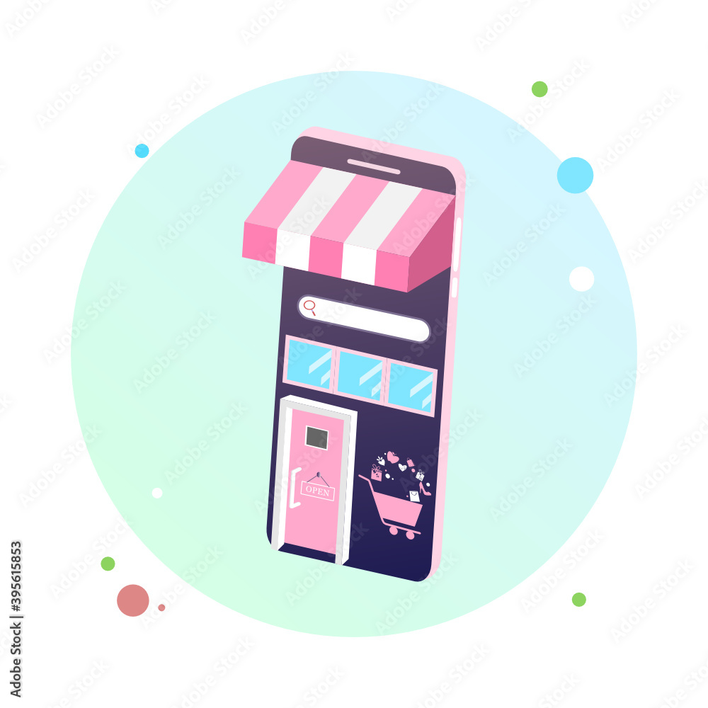 Poster 3d online shopping on websites or mobile applications concepts of vector e-commerce and digital mark