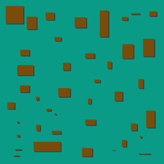 Green background with dark orange shapes. Abstract seamless surface.