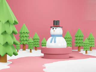 3D render - 3D render - image merry christmas red and green background,Christmas background, Winter landscape,holiday christmas new year concept