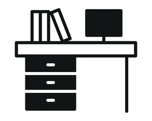 desk and chair  icon with computer vector illustration