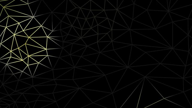 Animated abstract linear geometric background from triangles. Flat vector illustration on black background.