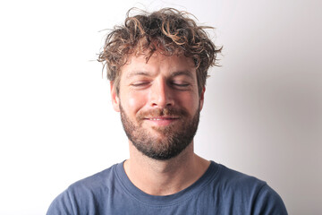 Fototapeta premium portrait of man with closed eyes