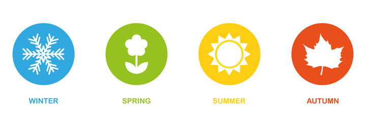 four seasons winter spring summer fall icon set vector illustration EPS10