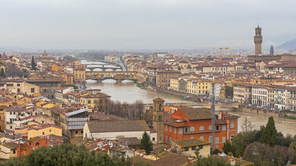 Fototapeta na wymiar Florence Rain Winter Italy
