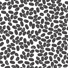 Dark bean seeds seamless pattern on white background, legume grain