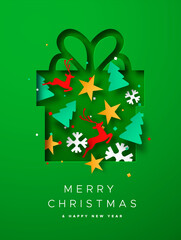 Merry Christmas paper cut decoration gift card
