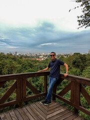 Fototapeta na wymiar tourist visit the Bosque do Alemão or Germany Forest Public Park, in Curitiba, Parana State