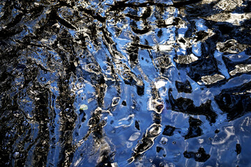 Photo background of blue shiny water