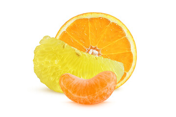 sweet slices of citrus fruit on a white background