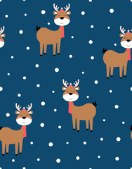 christmas seamless pattern with deer, vector illustration