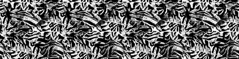 Fashion Print Texture. Metal Animal Print Illustration. Gray Modern Skin Zebra. Acrylic Vintage Sketch. White Animal Close Up. Smoke Seamless Africa. © Alina
