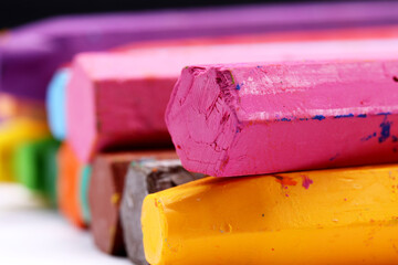 close-up of a colorful crayons
