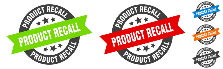 product recall stamp. product recall round ribbon sticker. tag