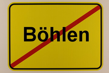 Grafische Darstellung des Ortsausgangsschildes der Stadt Böhlen