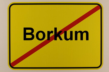 Illustration des Stadtausgangsschildes der Stadt Borkum
