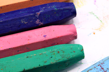 close-up of a colorful crayons
