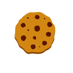 Cookie. Oatmeal pastry with chocolate. The element of home bakery. Flat cartoon illustration. Sweet snack