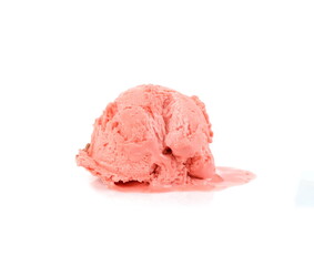 strawberry ice cream ball isolated on white background