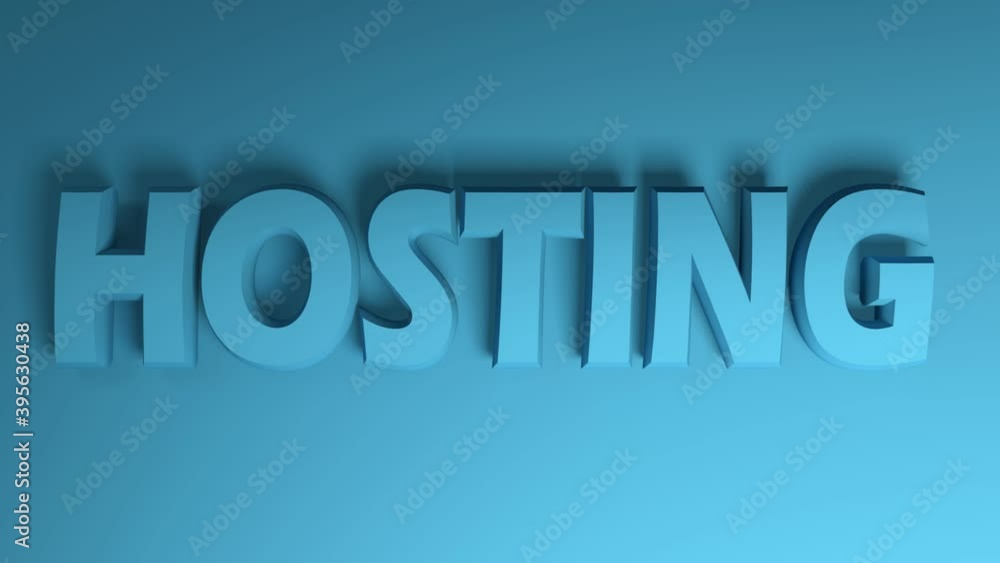 Poster the blue write hosting is passing from right to left on blue background - 3d rendering video clip an