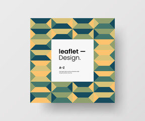 Modern abstract geometric illustration design layout. Quadrangle post card brochure template. Advertisement vector square banner mock up.
