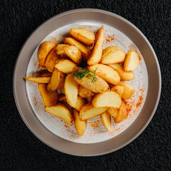 food, potato, meal, plate, fried, chips, meat, lunch, chicken, dish, potatoes, dinner, fries, white, baked, vegetable, roasted, isolated, sauce, french fries, closeup, french, tasty, pasta, fry