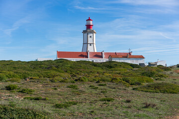 Fototapeta na wymiar Landscape of Capo Espichel cape with the Lighthouse, in Portugal