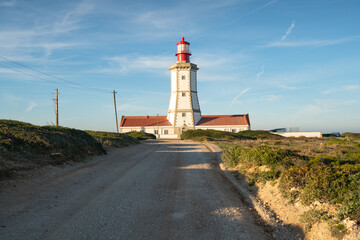 Fototapeta na wymiar Landscape of Capo Espichel cape with the Lighthouse and road, in Portugal