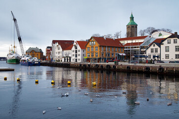 Guest harbour of Stavanger with old-style houses, Norway