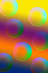 cool background, vertical wallpaper,  abstract magic space with blurry circles, gradient   light fantasy, techno high-tech concept