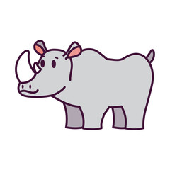Isolated cartoon of a Rhino - Vector illustration