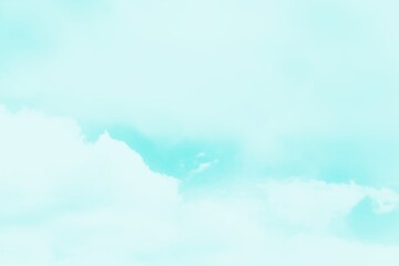 Naklejka na ściany i meble Scenic sky background. Aquamarine color sky with white clouds