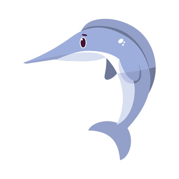 blue cartoon swordfish swimming clip art preview