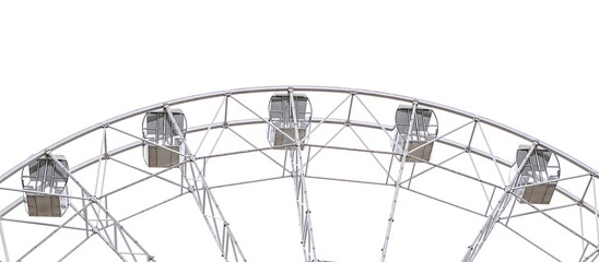 Modern white Ferris wheel in the central park against sky. Entertainment, attraction, amusement park, minimal concept. Banner.
