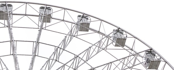 Modern white Ferris wheel in the central park against sky. Entertainment, attraction, amusement park, minimal concept. Banner.