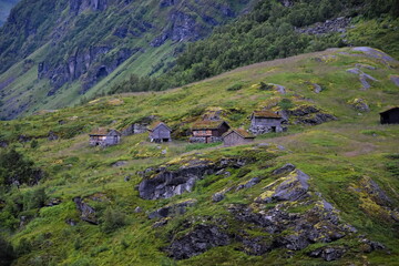 Cottage houses in Norway mountains