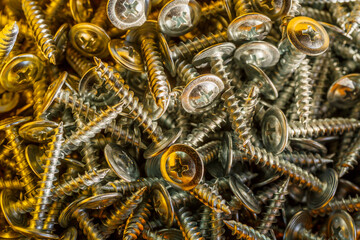 bolts and nuts.Close-up of various screws. Use for background, top view.