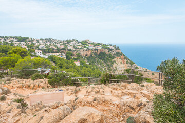 Viewing point (mirador) from Cape de la Nao (Cabo de la Nao), Alicante province, Valencian community, Spain. Beautiful high landscape and seascape. Close to Xavia.
