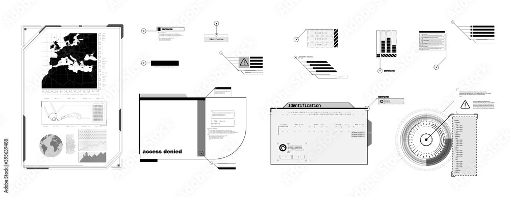 Poster futuristic vector hud interface screen design. digital callouts titles. hud ui gui futuristic user i