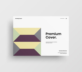 Creative business abstract horizontal front page vector mock up. Corporate geometric report cover illustration design layout. Company identity brochure template.