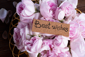  delicious chocolate truffles around ingridients with pink rose bouquet. healthy sweets and present concept. close up